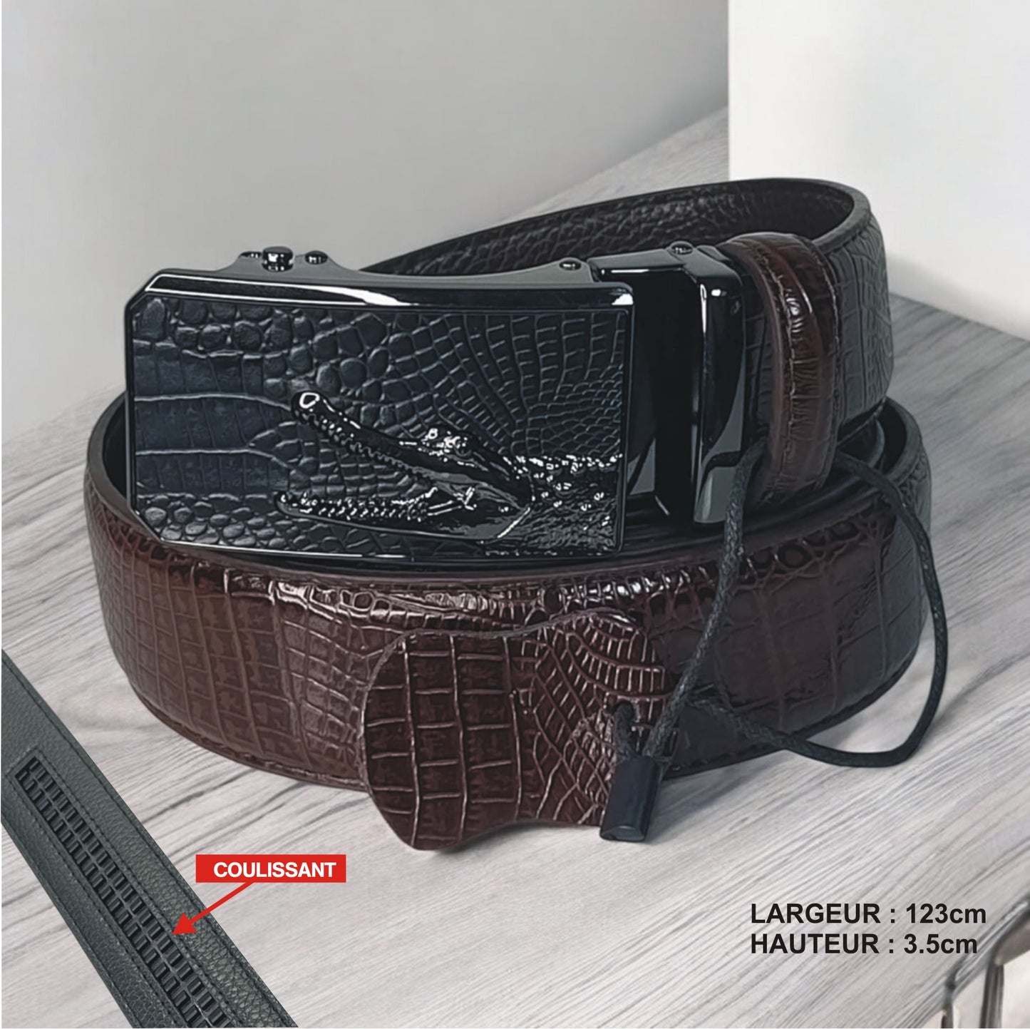 Ceinture Marrone Tête Croco Enragée (Ref : CT020)