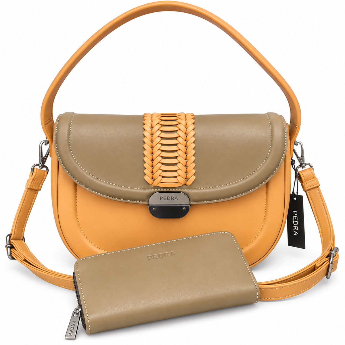 Sac à main PEDRA (Ref : SM61054 Taupe Yellow)
