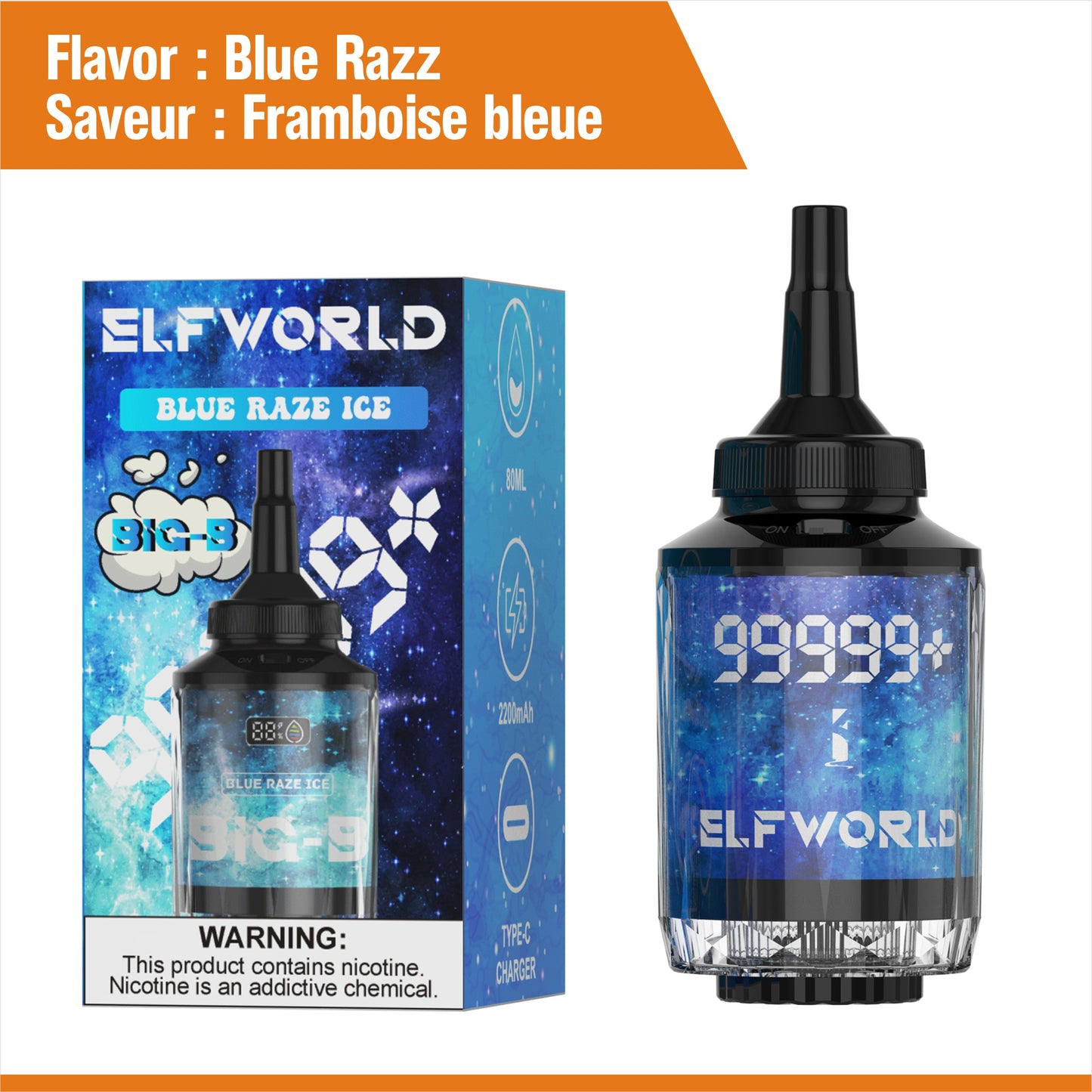 100K Puffs - Blue Razz - Framboise bleue