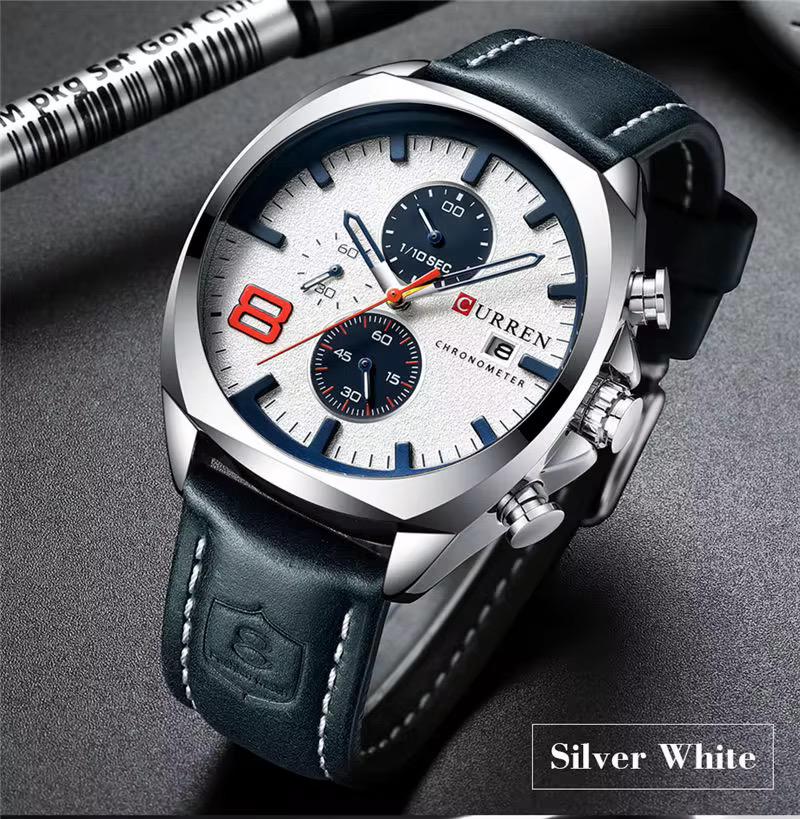 Montre Curren Chronomètre (Ref MC074) Édition Silver White
