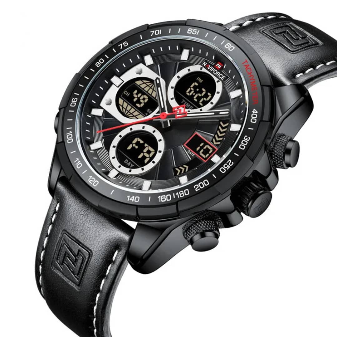 Montre Naviforce (Ref MM153) Bracelet Cuir Noir