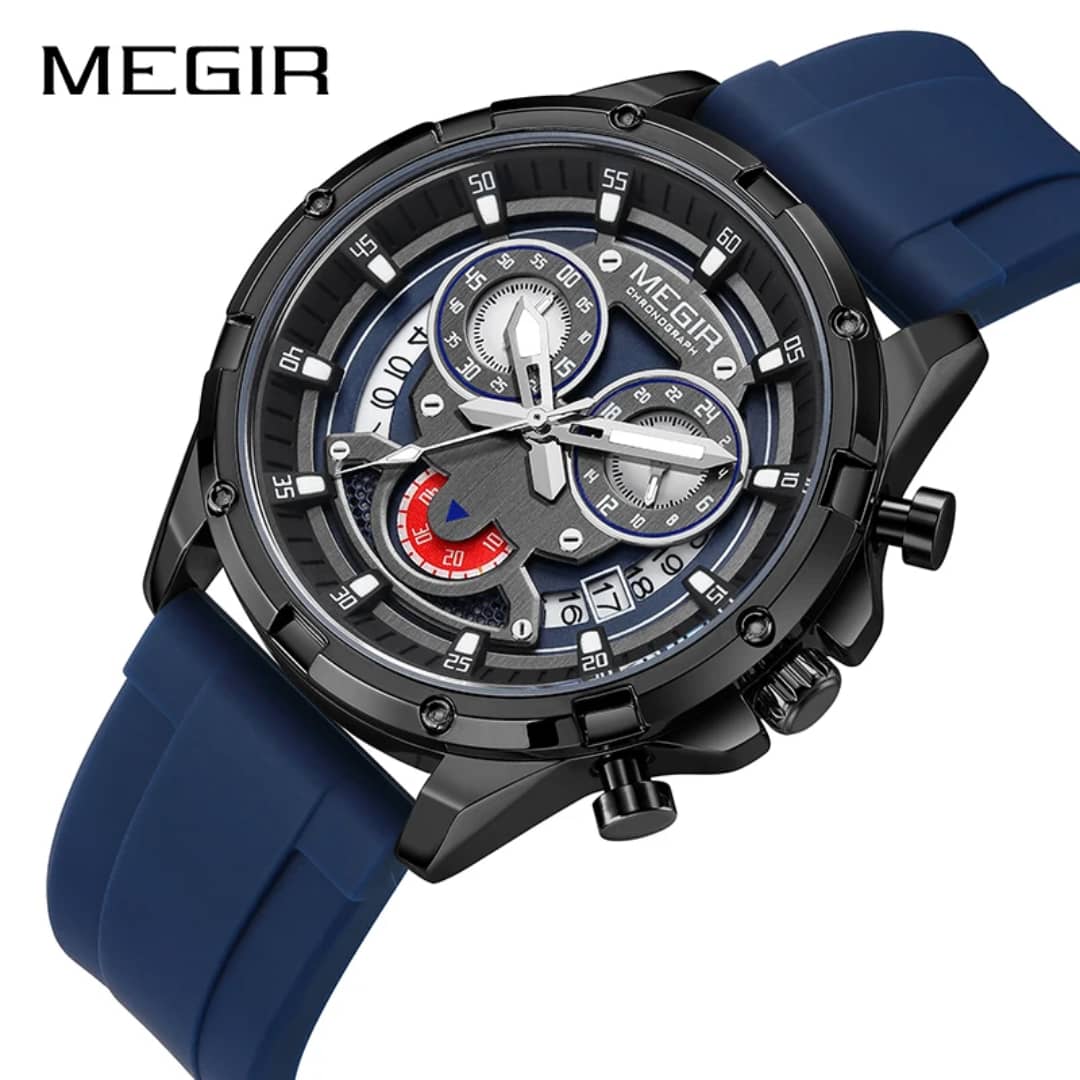 Montre Sport Megir (Ref MM130 Bracelet Silicone Bleu)