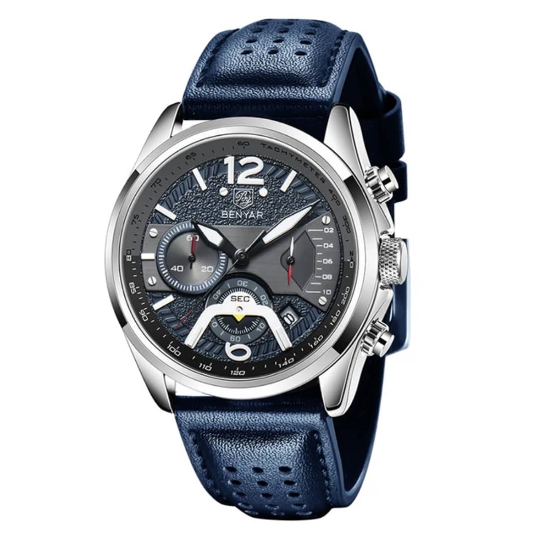 Montre Benyar 5171M (Ref MM136 Bracelet Cuir Bleu)