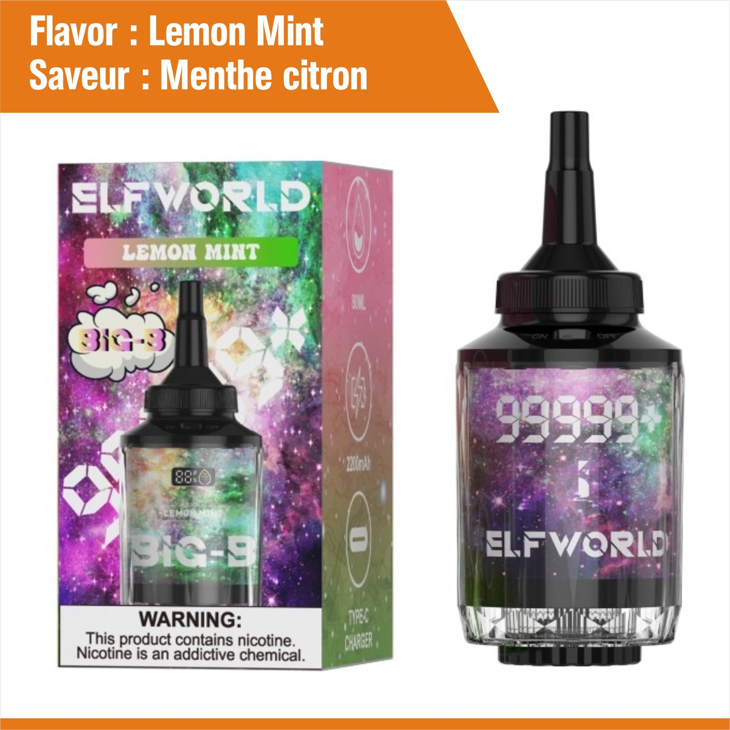 100K Puffs - Lemon Mint - Menthe citron