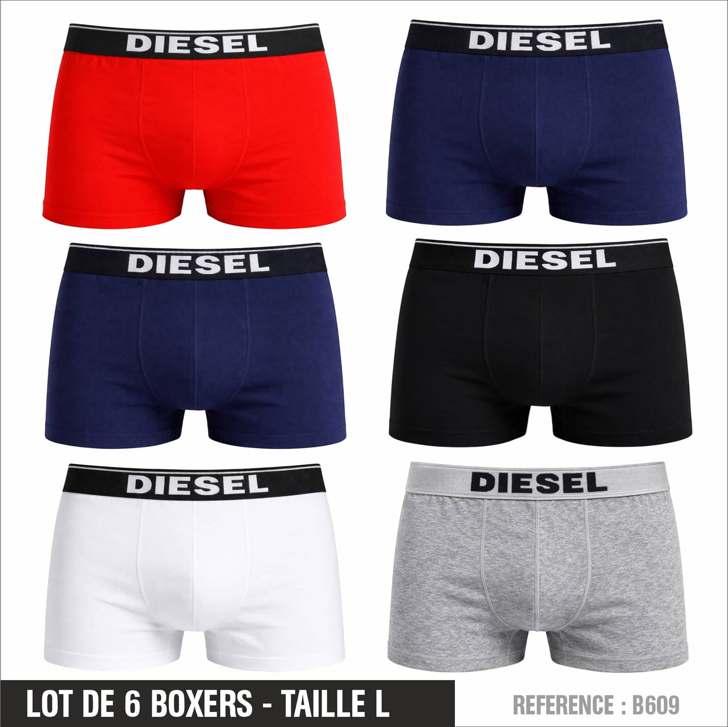 Lot de 6 Boxers DIESEL – Taille L – Réf. B609