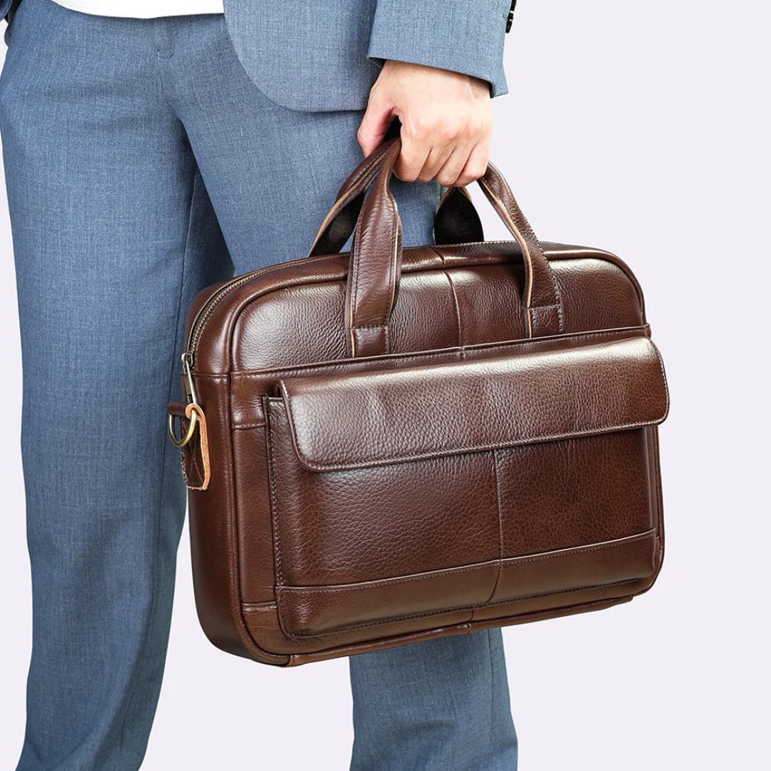 Porte Documents Marron en Cuir Véritable (Ref SC02)