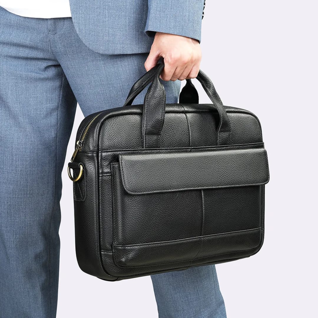 Porte Documents Noir en Cuir Véritable (Ref SC01)