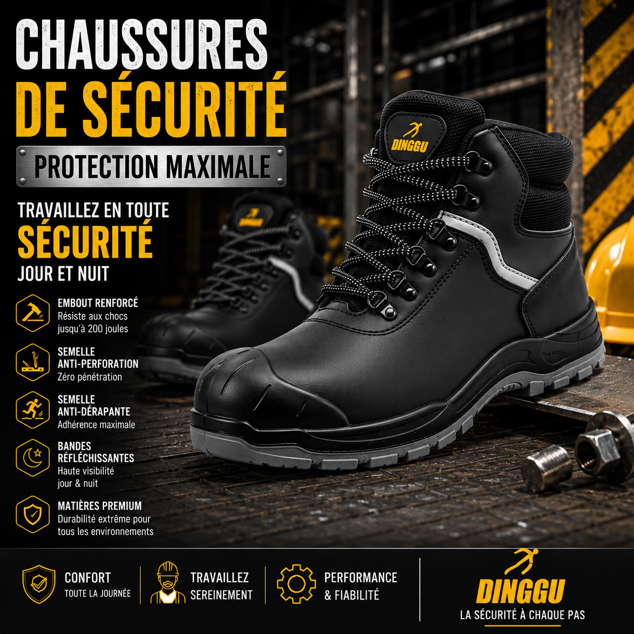 Chaussures de Sécurité DINGGU - Protection Maximale