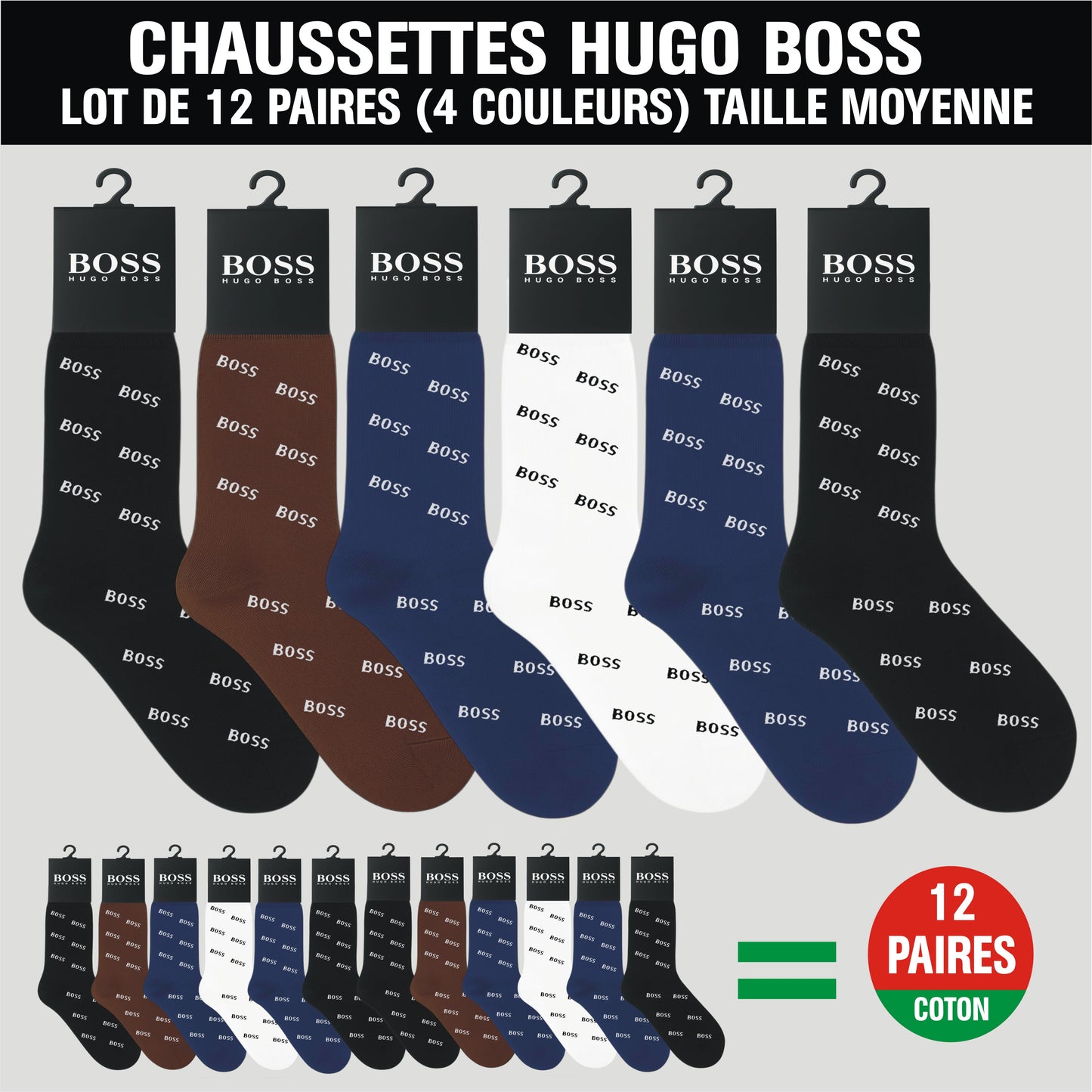 Chaussettes Hugo Boss – Lot de 12 Paires