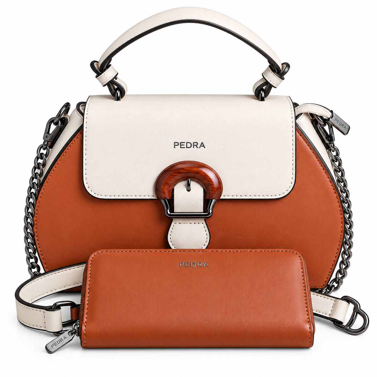 Sac à main PEDRA (Ref : SM36184 Orange Beige)