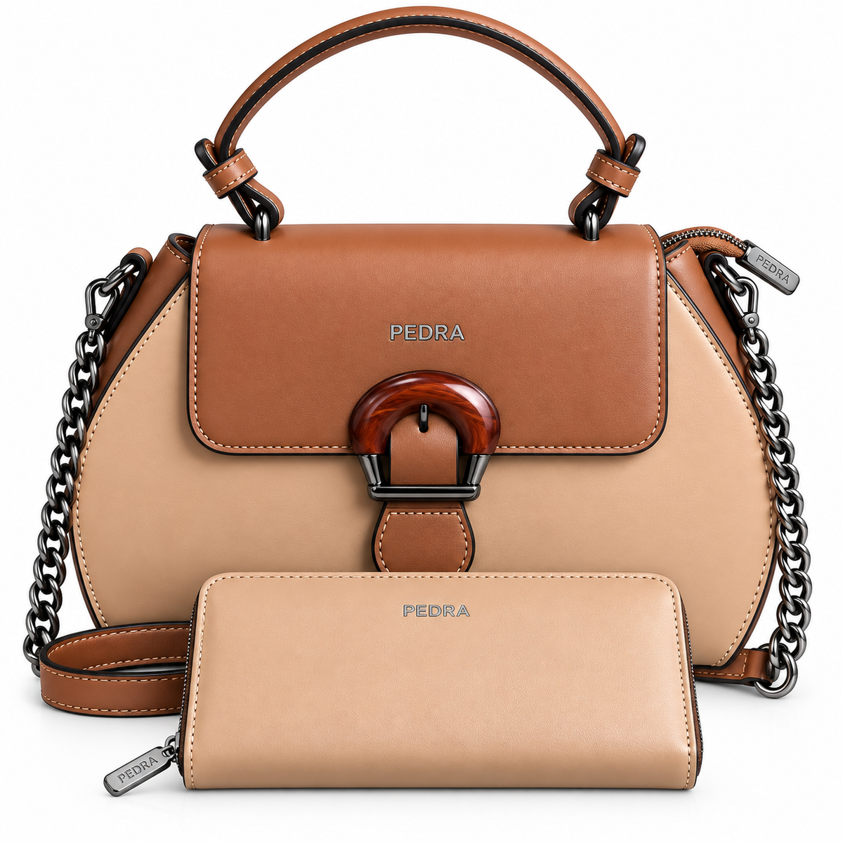 Sac à main PEDRA (Ref : SM36184 Apricot Brown)