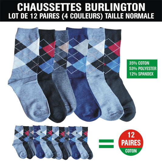 Chaussettes Burlington – Lot de 12 Paires (Taille Normale)