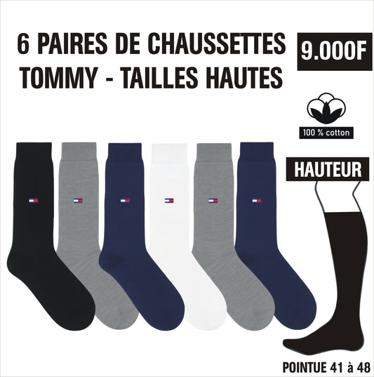 Chaussettes Tommy Hilfiger – Lot de 6 Paires (Taille haute)