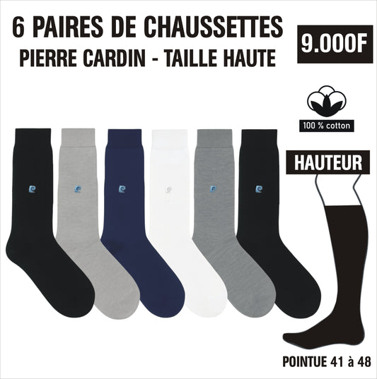 Chaussettes Pierre Cardin – Lot de 6 Paires (Taille haute)