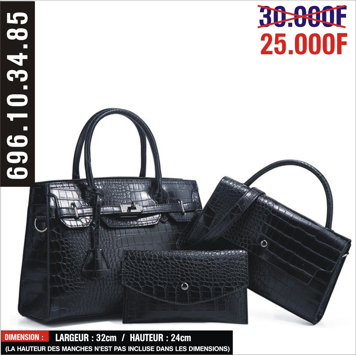 Ensemble Sac à Main Noir (Ref : SM059)