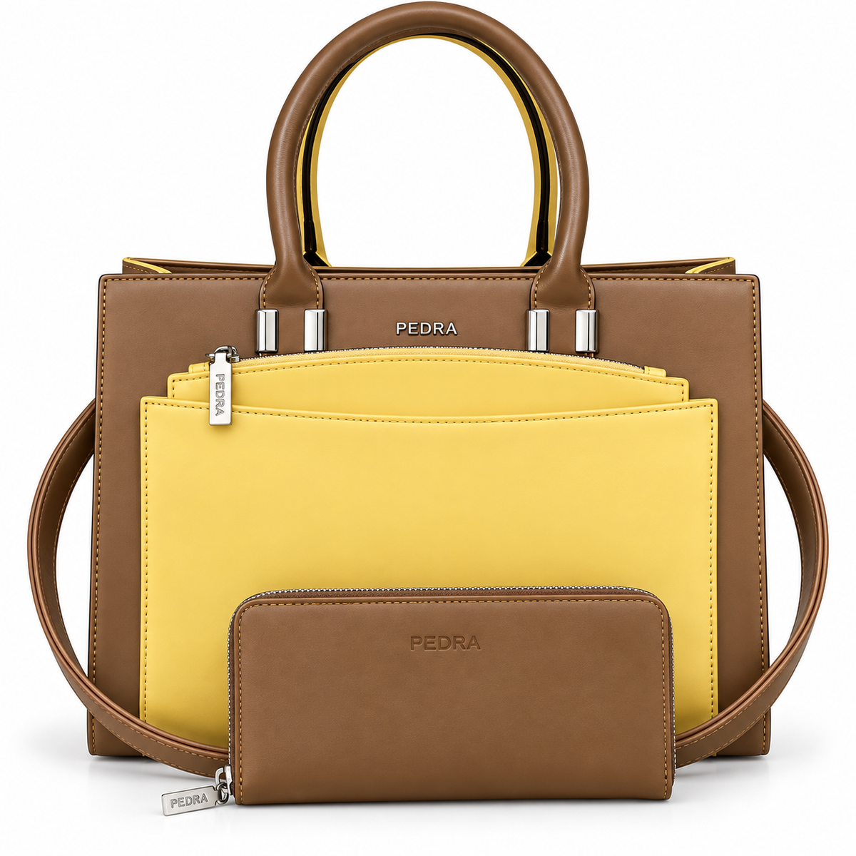 Sac à main PEDRA (Ref : SM56993 Brown Yellow)