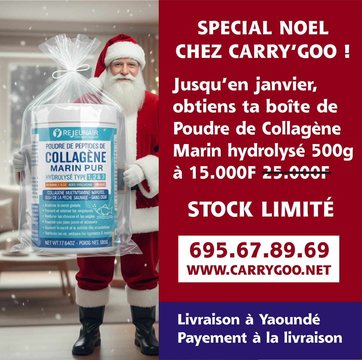 Collagène Pot de 500g (Poudre de Collagène Marin Pur Hydrolysé)