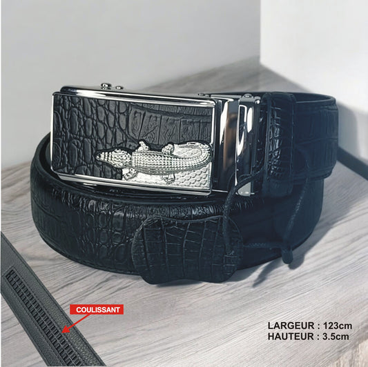 Ceinture Noire Croco dans l'Eau  (Ref : CT018)