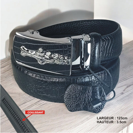 Ceinture Tête Croco Argentée (Ref : CT022)