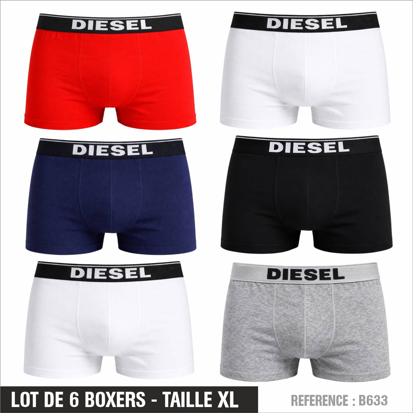 Lot de 6 Boxers DIESEL – Taille XL – Réf. B633