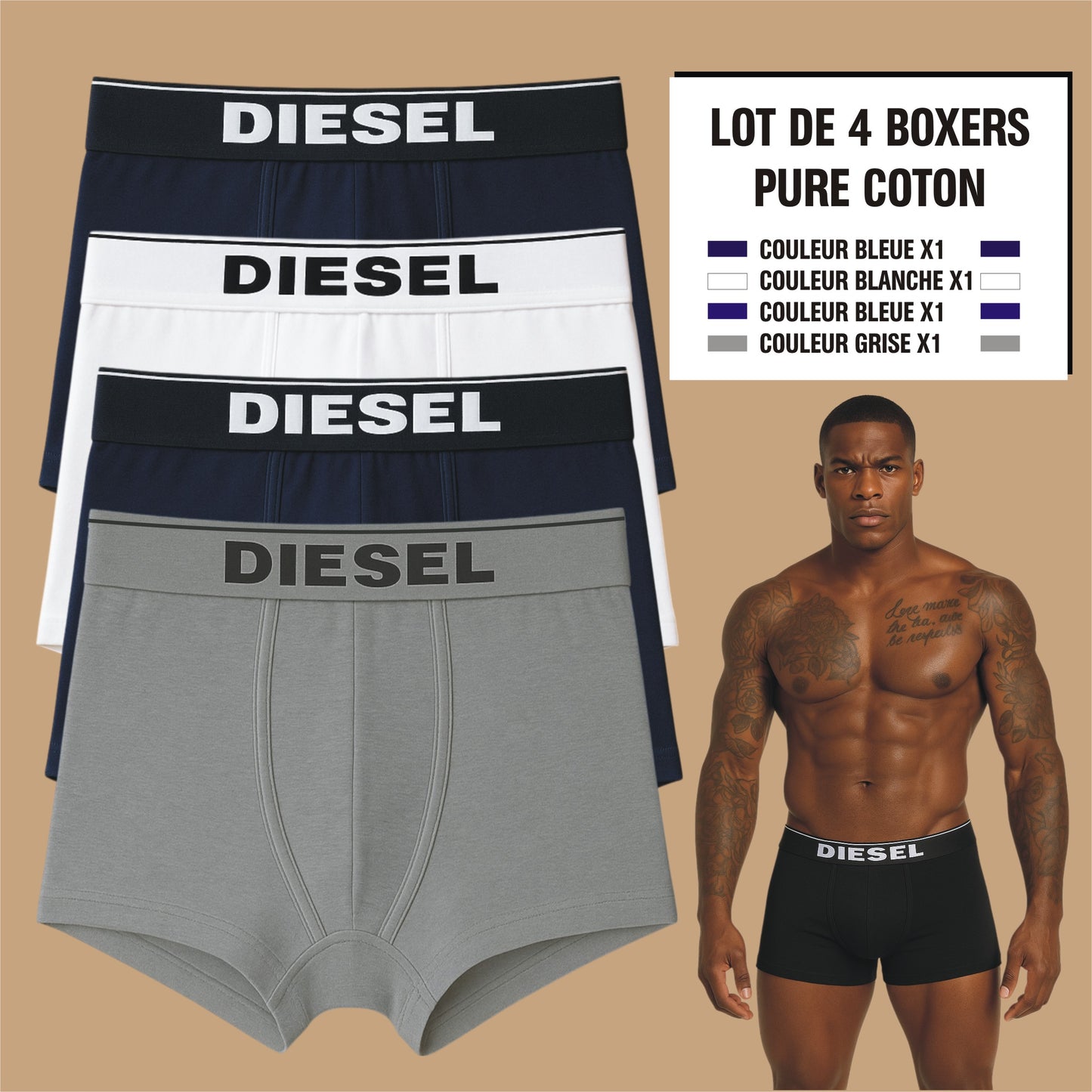 Boxers Diesel (Ref BBBG) Lot de 4 Pièces