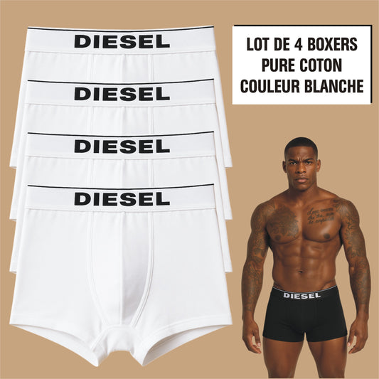 Boxers Diesel (Ref BLANC4) Lot de 4 Pièces (dispo en M, L, XL, XXL, XXXL)