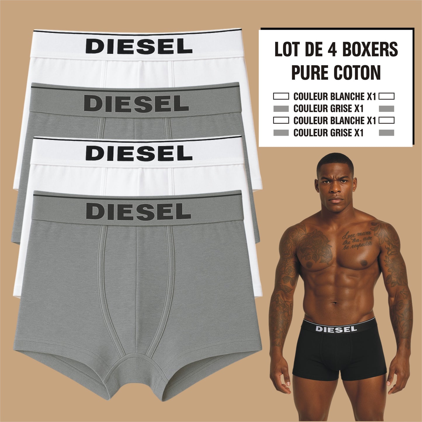 Boxers Diesel (Ref BGBG) Lot de 4 Pièces