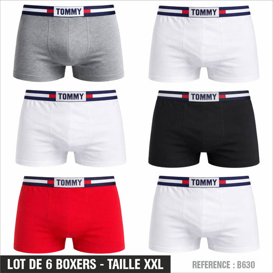 Lot de 6 Boxers Tommy Homme – Taille XXL – Réf. B630