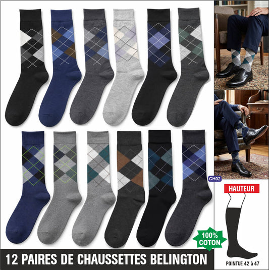 Chaussettes Belington (Lot de 12 Paires) Ref : CH02