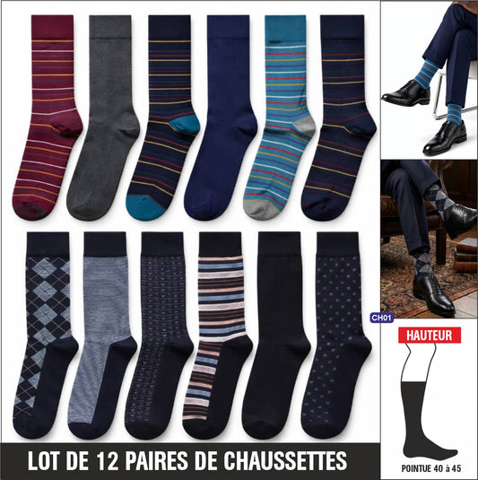 Chaussettes Rayées (Lot de 12 Paires) Ref : CH01