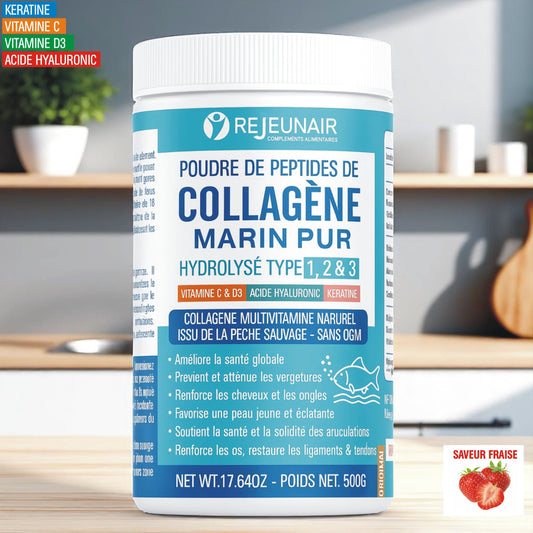 Poudre de Collagène Marin Pur Hydrolysé – Pot de 500g