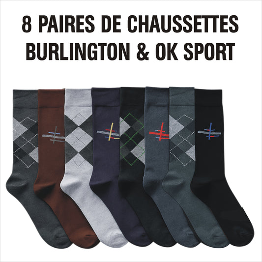 Chaussettes Burlington & OK Sport – Lot de 8 Paires (Taille Normale)