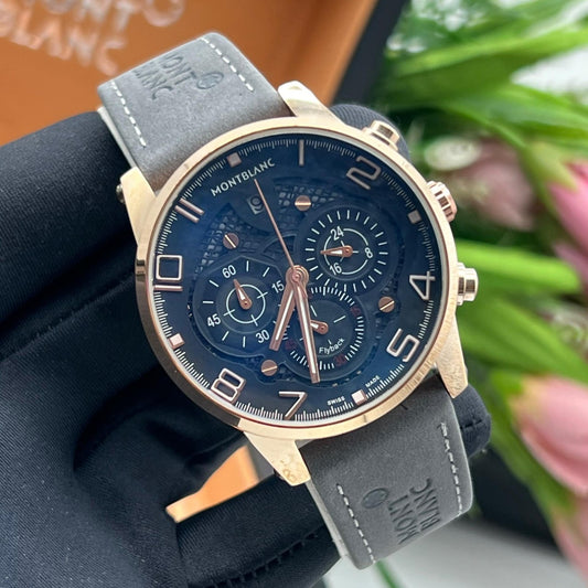 Montres Mont Blanc (Ref MM003 Bracelet en cuir gris)