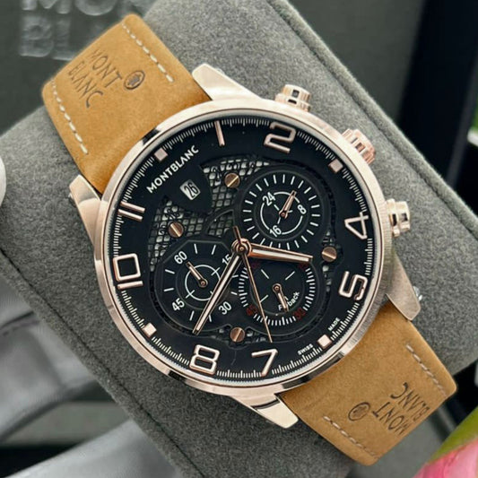 Montre Montblanc (Ref MM034 bracelet en cuir camel)