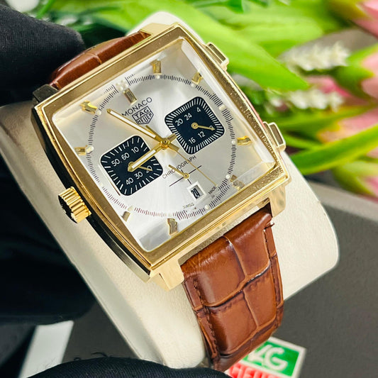 Montre TAG Heuer Monaco (Ref MM064 Bracelet en cuir marron)