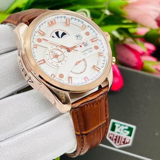 Montres Tag Heuer Carrera Cal 1887 (Ref MM002 Bracelet en cuir marron)