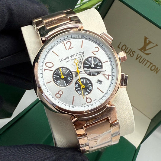 Montre Louis Vuitton (Ref MM016 bracelet en acier doré poli)
