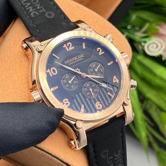 Montre Montblanc (Ref MM033 bracelet en cuir noir)