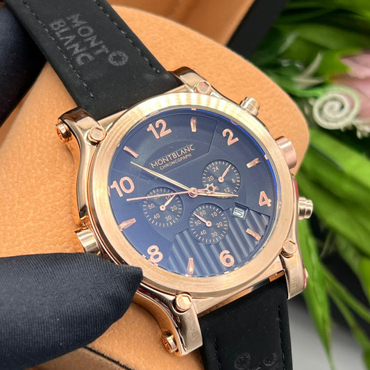 Montre Montblanc (Ref MM010 Bracelet en cuir noir)