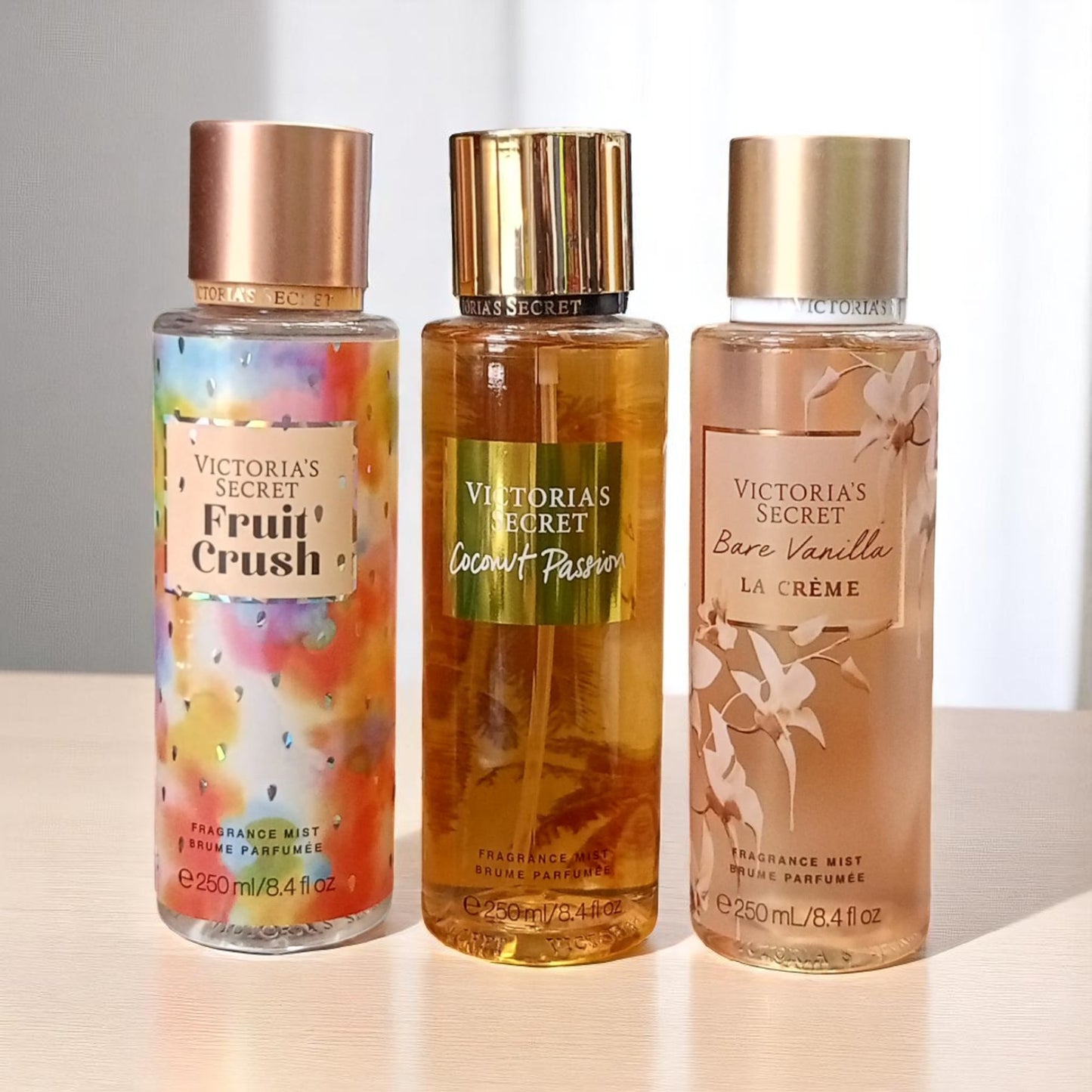 3 Brumes Victoria's Secret – Fruit Crush, Coconut Passion & Bare Vanilla La Crème (Ref: BV02)