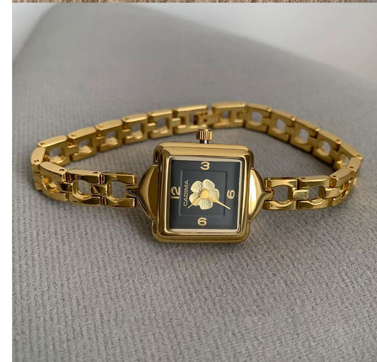 Montre Femme CADIMA (Ref MC087) Élégance Florale & Bracelet Doré