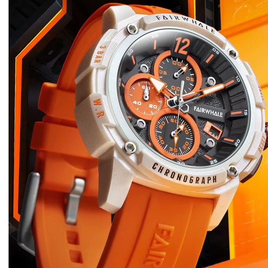 Montre Fairwhale – Édition Orange Sport (Ref MM068 Bracelet Silicone Orange)