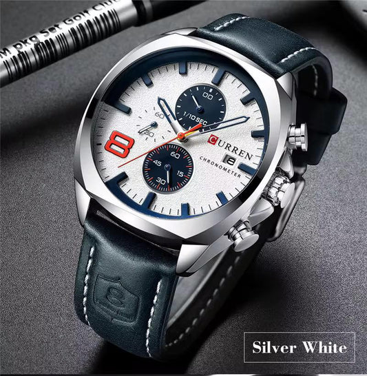 Montre Curren Chronomètre (Ref MC074) Édition Silver White