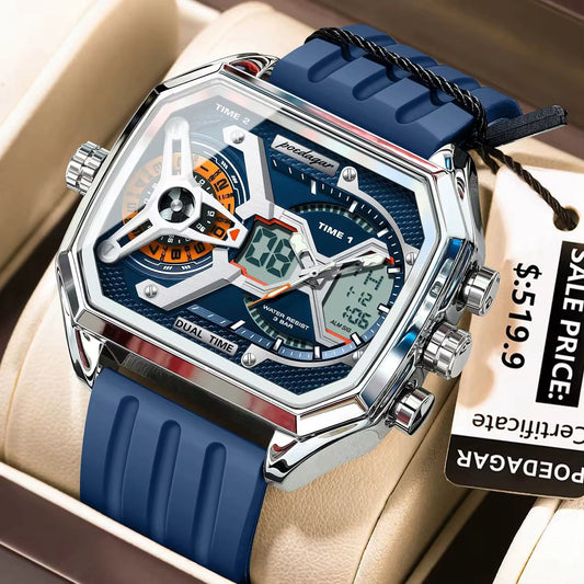 Montre Poedagar Dual Time (Ref MC073 Affichage Analogique & Digital)