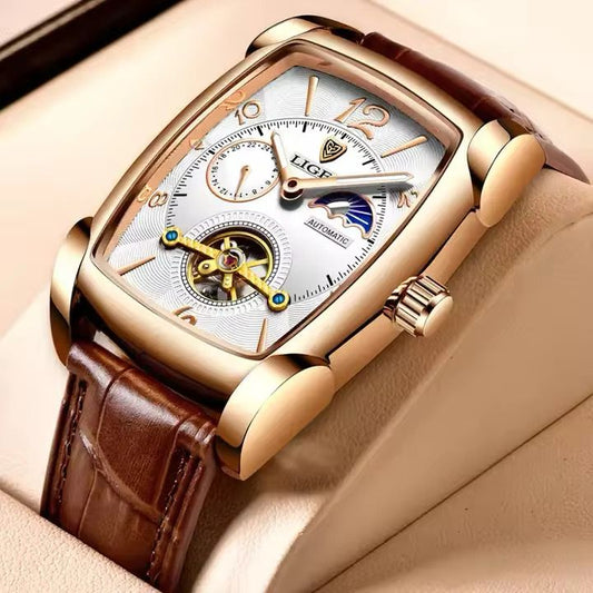 Montre LIGE Automatique (Ref MC075) Bracelet en cuir marron