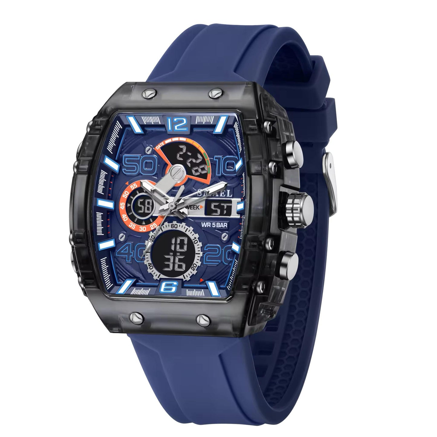 Montre Sport Smael Bleue (Analogique + Numérique) (Ref MM098)