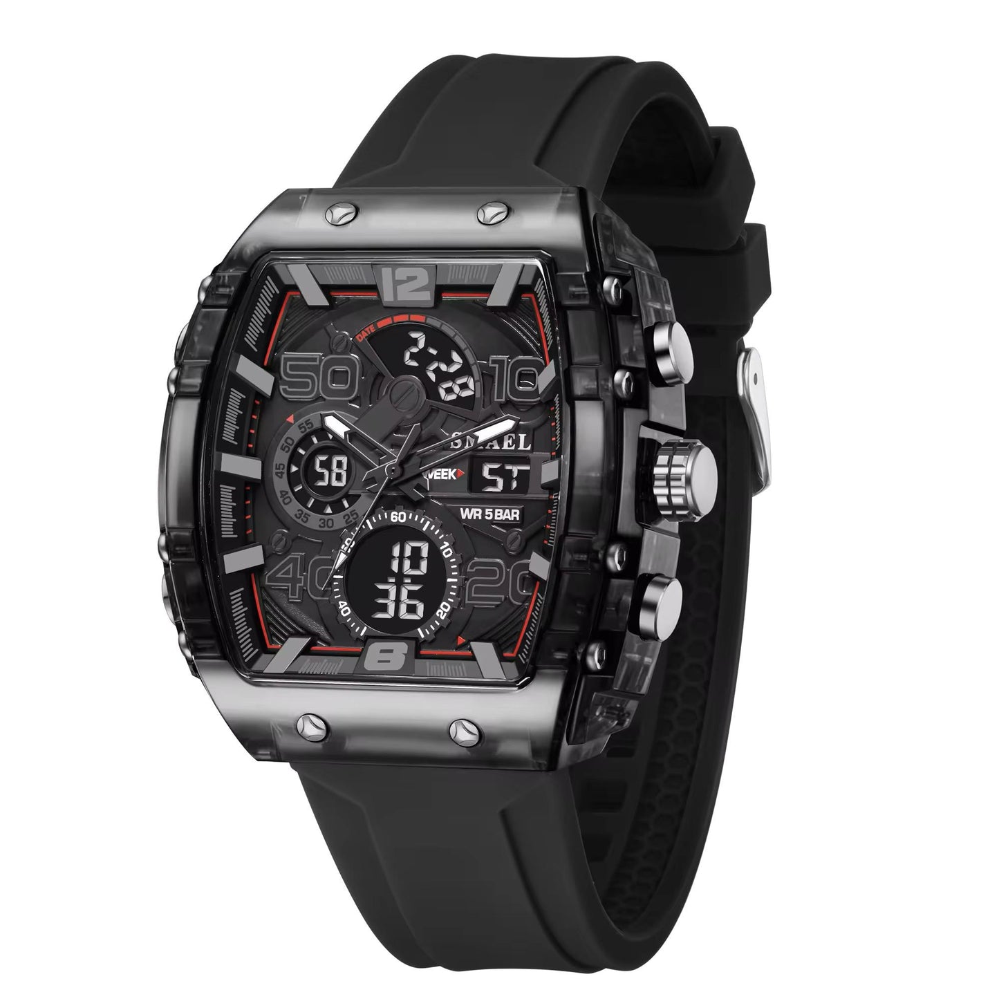 Montre Sport Smael Noire (Analogique + Numérique) (Ref MM101)