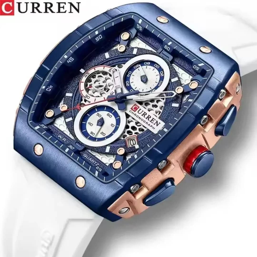 Montre Curren (Ref MM121 Bracelet Silicone Blanc)