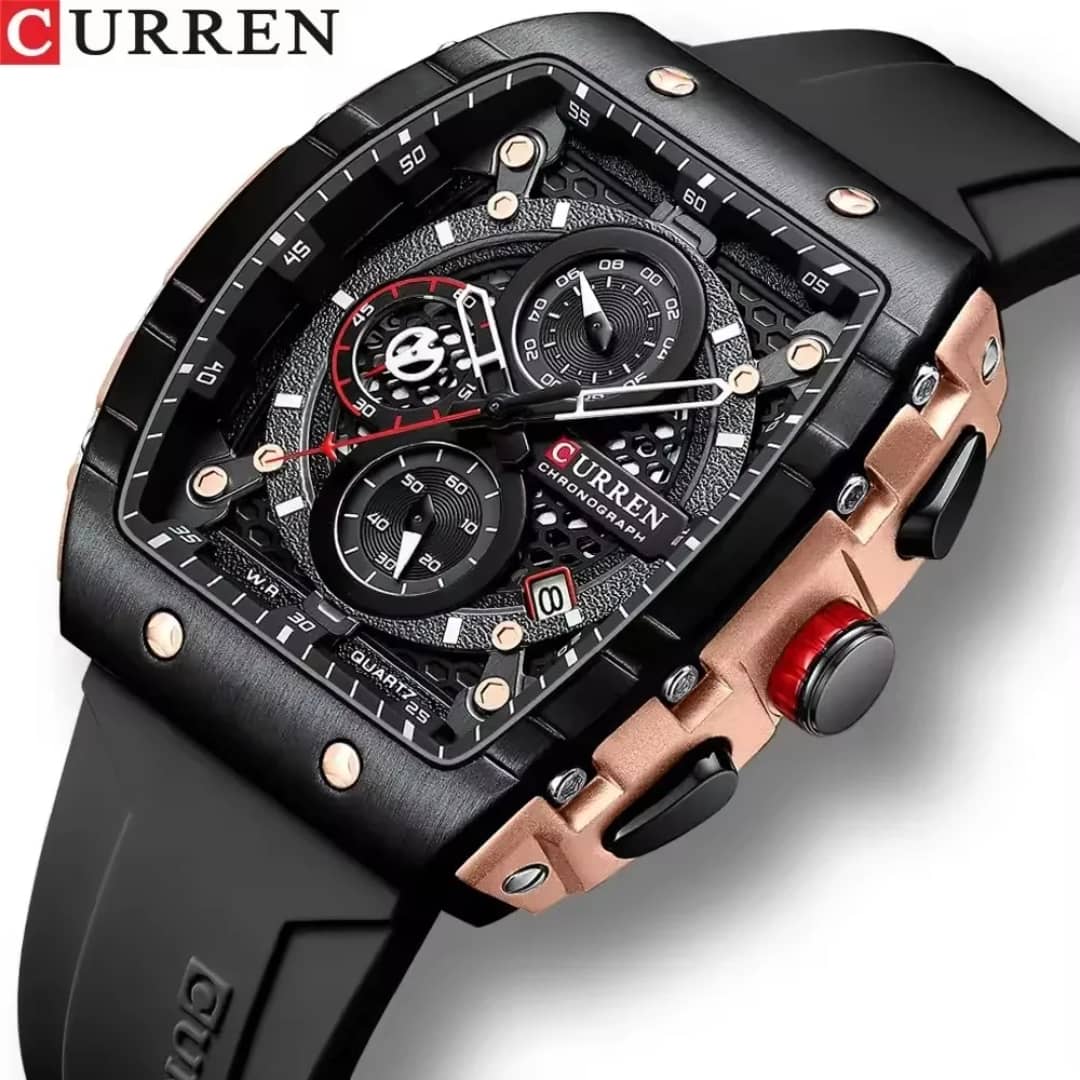 Montre Curren (Ref MM120 Bracelet Silicone Noir)