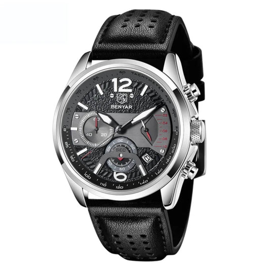 Montre Benyar 5171M (Ref MM135 Bracelet Cuir Noir)